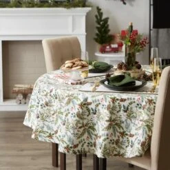 DII® 70" Heritage Holiday Sprigs Printed Tablecloth -Michaels Store D666782S 2