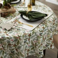 DII® 70" Heritage Holiday Sprigs Printed Tablecloth -Michaels Store D666782S 3
