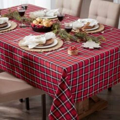 DII® 52" Glad Tidings Plaid Tablecloth -Michaels Store D666783S 4