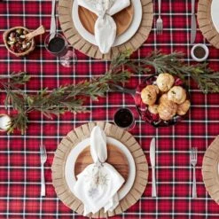 DII® 52" Glad Tidings Plaid Tablecloth -Michaels Store D666783S 5