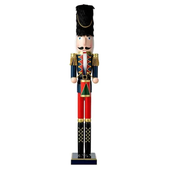 Glitzhome® 3ft. Wooden Christmas Drummer Nutcracker 2 Glitzhome® 3ft. Wooden Christmas Drummer Nutcracker - Image 2