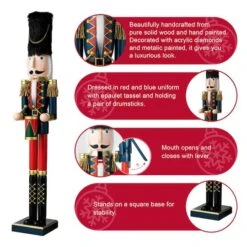 Glitzhome® 3ft. Wooden Christmas Drummer Nutcracker 11 Glitzhome® 3ft. Wooden Christmas Drummer Nutcracker -Michaels Store D670509S 14