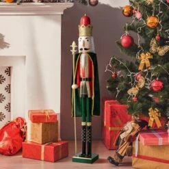 Glitzhome® 3.5ft. Wooden Christmas King Nutcracker -Michaels Store D670510S 2
