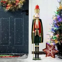 Glitzhome® 3.5ft. Wooden Christmas King Nutcracker -Michaels Store D670510S 3