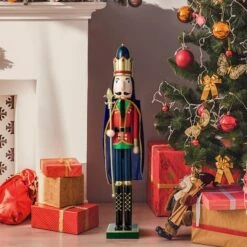 Glitzhome® 3ft. Wooden Christmas King Nutcracker -Michaels Store D670512S 12