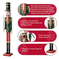 Glitzhome® 3.5ft. Wooden Christmas Soldier Nutcracker -Michaels Store D670513S 4