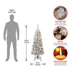 4.5ft. Pre-Lit Flocked Acacia Pencil Artificial Christmas Tree, Clear Lights -Michaels Store D671888S 14