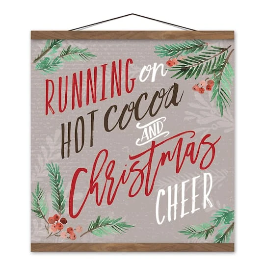 Hot Cocoa And Christmas Cheer Teak Hanging Canvas 1 Hot Cocoa And Christmas Cheer Teak Hanging Canvas