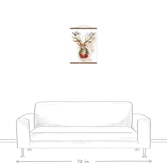 Watercolor Holiday Deer Teak Hanging Canvas 4 Watercolor Holiday Deer Teak Hanging Canvas - Image 4