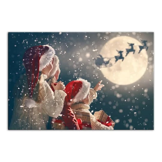 Magical Santa Sleigh Scene Canvas Wall Art 1 Magical Santa Sleigh Scene Canvas Wall Art