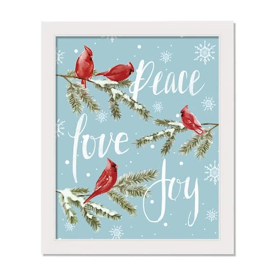 Peace Love Joy Cardinals White Framed Print 2 Peace Love Joy Cardinals White Framed Print - Image 2