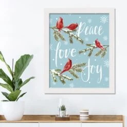 Peace Love Joy Cardinals White Framed Print 5 Peace Love Joy Cardinals White Framed Print -Michaels Store D673234S 2