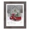 Snowy Christmas Truck Western Gray Framed Print