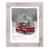 Snowy Christmas Truck Western White Framed Print