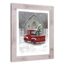 Snowy Christmas Truck Western White Framed Print -Michaels Store D673239S 2