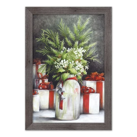 Christmas Flower Vase Western Gray Framed Print 1 Christmas Flower Vase Western Gray Framed Print