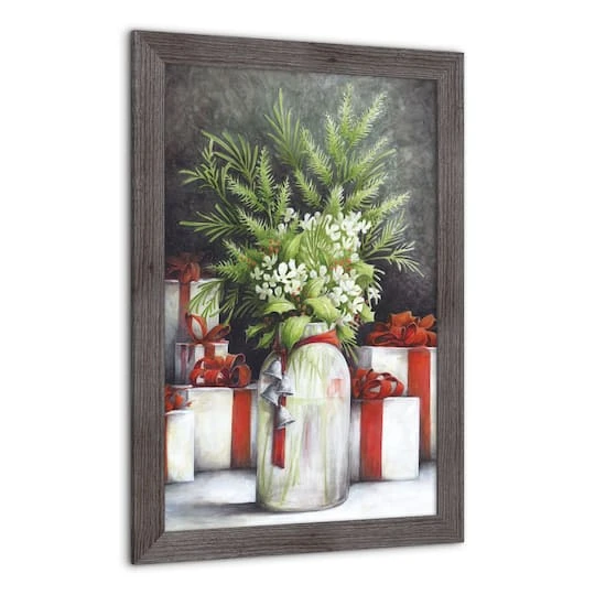 Christmas Flower Vase Western Gray Framed Print 3 Christmas Flower Vase Western Gray Framed Print - Image 3