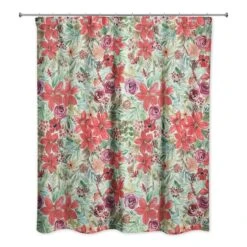Holiday Blooms Pattern Shower Curtain -Michaels Store D673247S 2