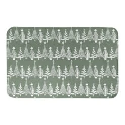 Sage Christmas Tree Pattern Bath Mat