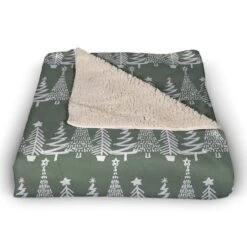 Sage Christmas Tree Pattern Sherpa Fleece Blanket -Michaels Store D673253S 2