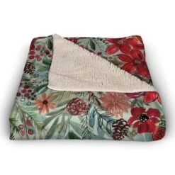 Holiday Blooms Pattern Sherpa Fleece Blanket -Michaels Store D673255S 2