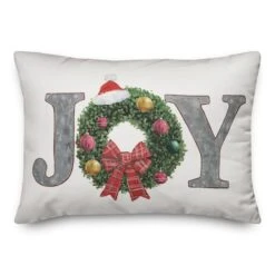 Joy Wreath Indoor/Outdoor Pillow -Michaels Store D673257S 2