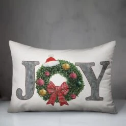 Joy Wreath Indoor/Outdoor Pillow -Michaels Store D673257S 3
