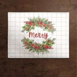 Merry Holly Wreath Cotton Twill Placemat 5 Merry Holly Wreath Cotton Twill Placemat -Michaels Store D673261S 2