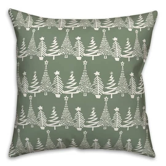 Sage Christmas Tree Pattern Indoor/Outdoor Pillow 2 Sage Christmas Tree Pattern Indoor/Outdoor Pillow - Image 2