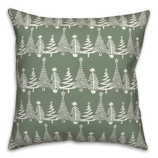 Sage Christmas Tree Pattern Indoor/Outdoor Pillow 3 Sage Christmas Tree Pattern Indoor/Outdoor Pillow - Image 3