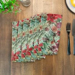 Holiday Blooms Pattern Cotton Twill Napkin -Michaels Store D673267S 3