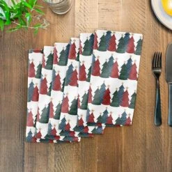 Christmas Tree Trio Cotton Twill Napkin 7 Christmas Tree Trio Cotton Twill Napkin -Michaels Store D673270S 3