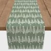 72'' Sage Christmas Tree Pattern Cotton Twill Runner