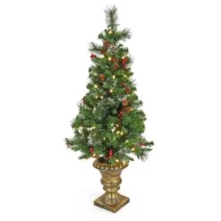 4ft. Pre-Lit Crestwood Spruce Entrance Artificial Christmas Tree, Warm White LED Lights