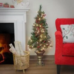 4ft. Pre-Lit Crestwood Spruce Entrance Artificial Christmas Tree, Warm White LED Lights -Michaels Store D674378S 2