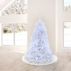 9ft. Pre-Lit White Artificial Christmas Tree, Warm White LED Lights -Michaels Store D674403S 2