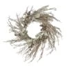 24" Christmas Alpine Trimmed Snow Lump Wreath, 150 Pure White LED Rice Lights