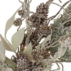 24" Christmas Alpine Trimmed Snow Lump Wreath, 150 Pure White LED Rice Lights -Michaels Store D675897S 3