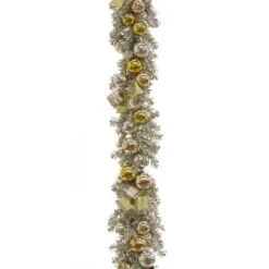 9ft. Pre-Lit Gold Ornament Metallic Garland -Michaels Store D675921S 14
