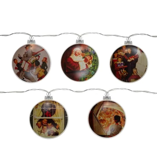 Northlight Norman Rockwell Glass Christmas Disc Lights Set, 5ct. 2 Northlight Norman Rockwell Glass Christmas Disc Lights Set, 5ct. - Image 2
