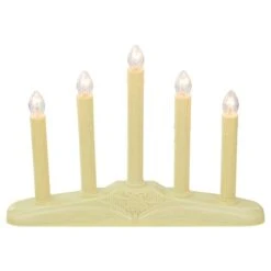 Northlight 14.5" Ivory 5-Lights Christmas Chandelier On Holly Berry & Bell Base Candle Lamp