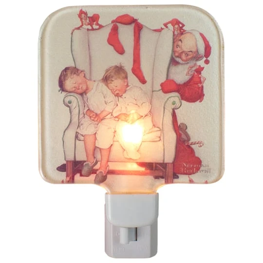 Northlight 6" Norman Rockwell 'Santa Looking At Two Sleeping Children' Glass Christmas Night Light 1 Northlight 6" Norman Rockwell 'Santa Looking At Two Sleeping Children' Glass Christmas Night Light