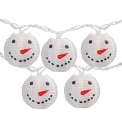 Northlight 10ct. White Snowman Paper Lantern Christmas Light Set