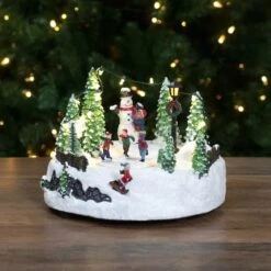 Northlight 9" Lighted Christmas Scene With Moving Skaters & Snowman -Michaels Store D676281S 2