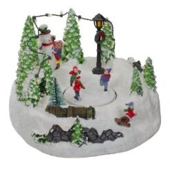 Northlight 9" Lighted Christmas Scene With Moving Skaters & Snowman -Michaels Store D676281S 3