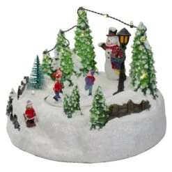 Northlight 9" Lighted Christmas Scene With Moving Skaters & Snowman -Michaels Store D676281S 4
