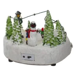 Northlight 9" Lighted Christmas Scene With Moving Skaters & Snowman -Michaels Store D676281S 5