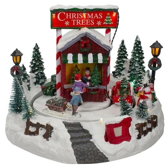 Northlight 9" Lighted & Animated Christmas Tree Farm Winter Scene With Moving Cars 1 Northlight 9" Lighted & Animated Christmas Tree Farm Winter Scene With Moving Cars