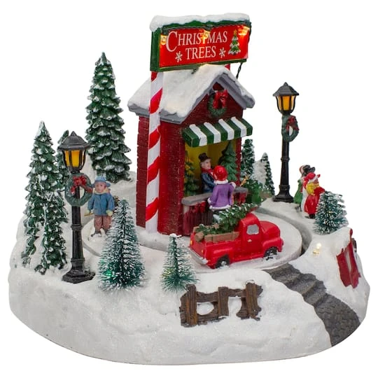 Northlight 9" Lighted & Animated Christmas Tree Farm Winter Scene With Moving Cars 4 Northlight 9" Lighted & Animated Christmas Tree Farm Winter Scene With Moving Cars - Image 4