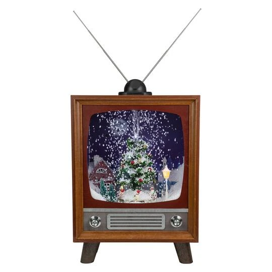 Northlight 21" LED Lighted Musical Snowing Christmas Tree TV Set Decoration 2 Northlight 21" LED Lighted Musical Snowing Christmas Tree TV Set Decoration - Image 2